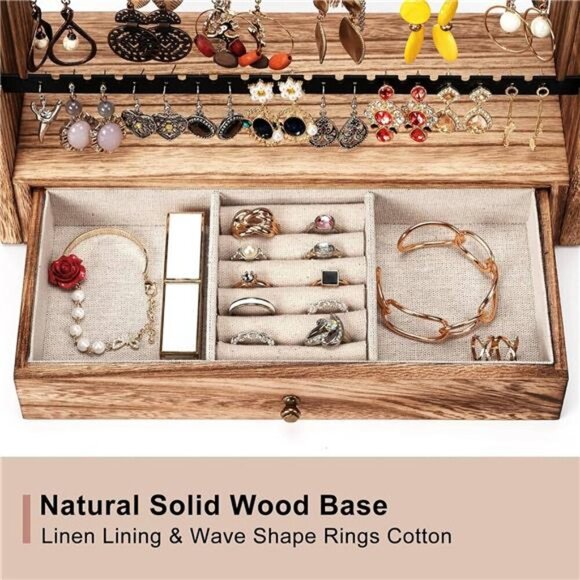 Earring Organizer, 5 Layer Earring Holder Organizer with Necklace Holder - Picture 4 of 7